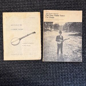 Pair of Vintage Banjo Instruction Books - Cream & Black Covers